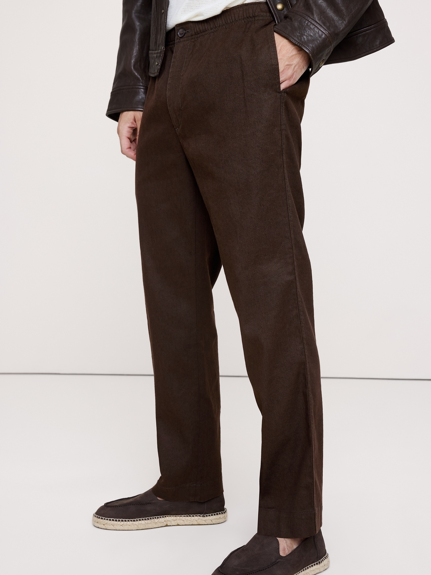 Image number 3 showing, Straight Italian Linen-Cotton Pull-On Pant