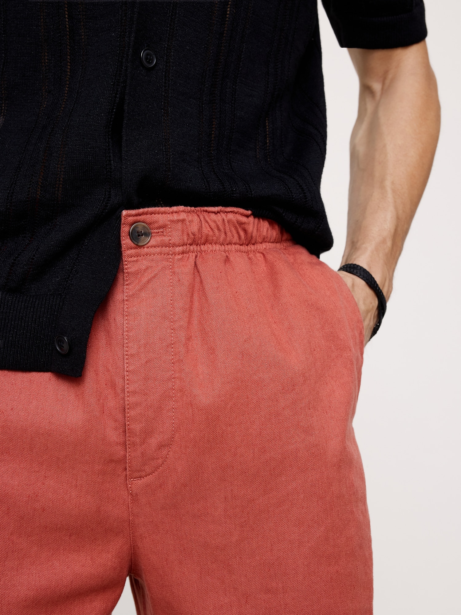 Image number 3 showing, Straight Italian Linen-Cotton Pull-On Pant