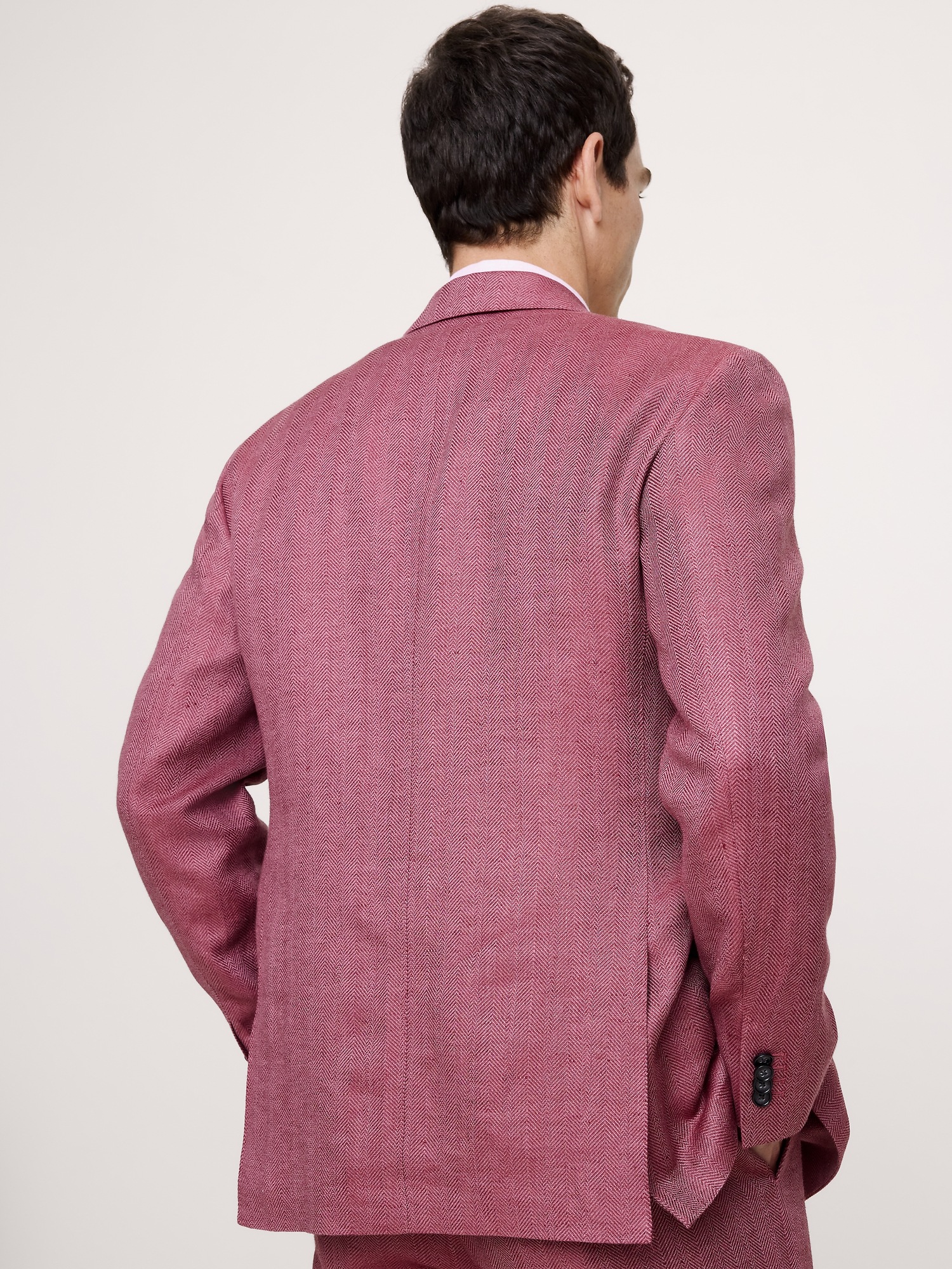 Мужской пиджак Banana Republic Double-Breasted Linen-Merino Suit, цвет: Сливовый винный — фото 2