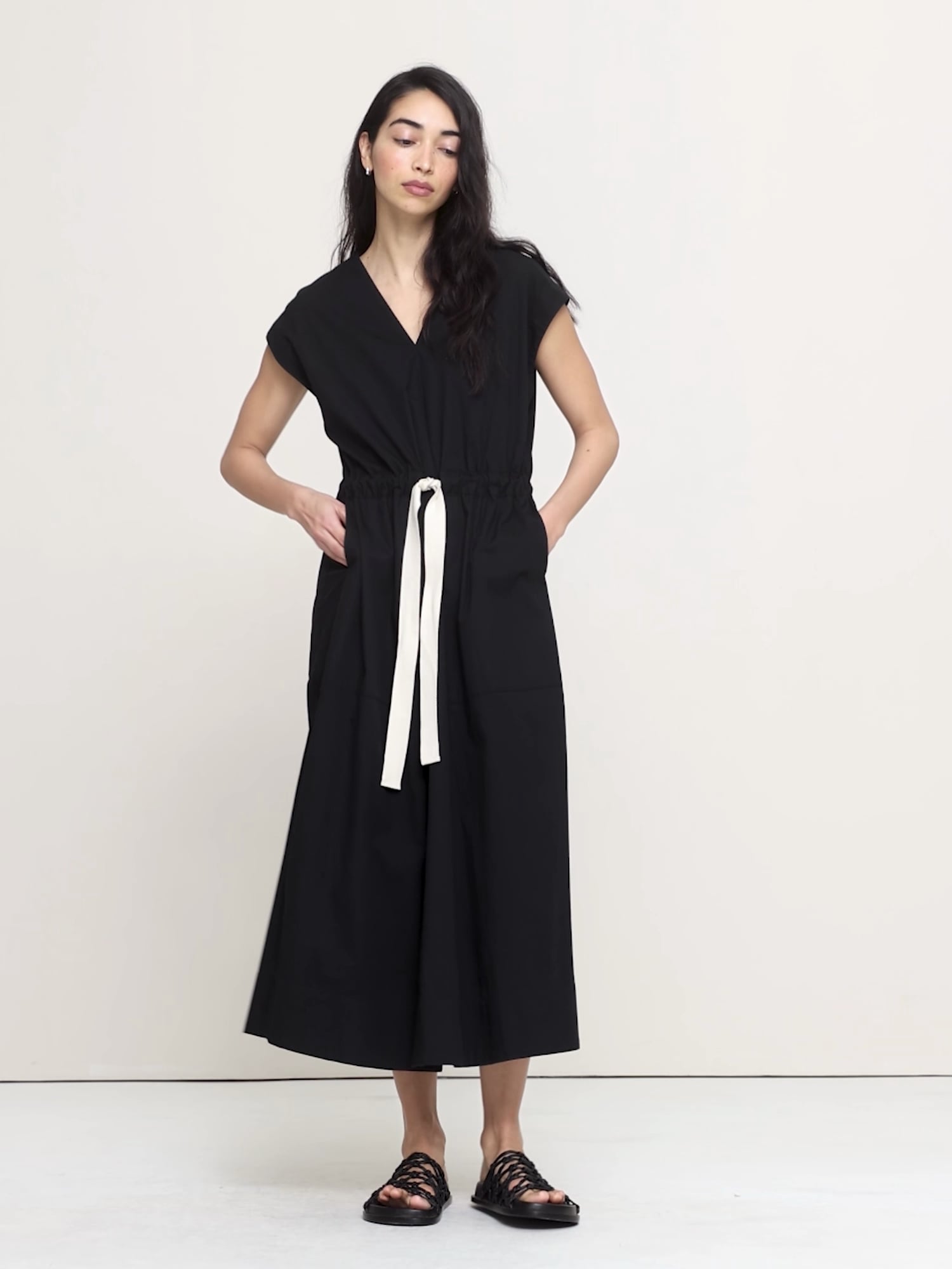 Stretch-Cotton Tie-Waist Maxi Dress - thumbnail 4