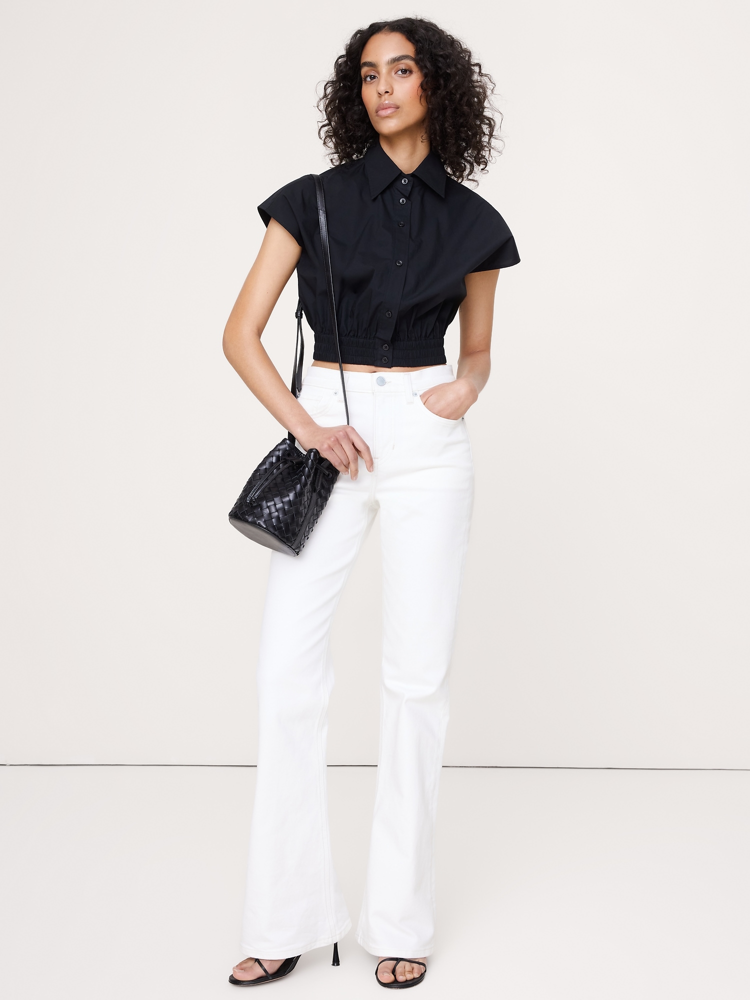 Image number 1 showing, Cotton Poplin Super-Cropped Shirt
