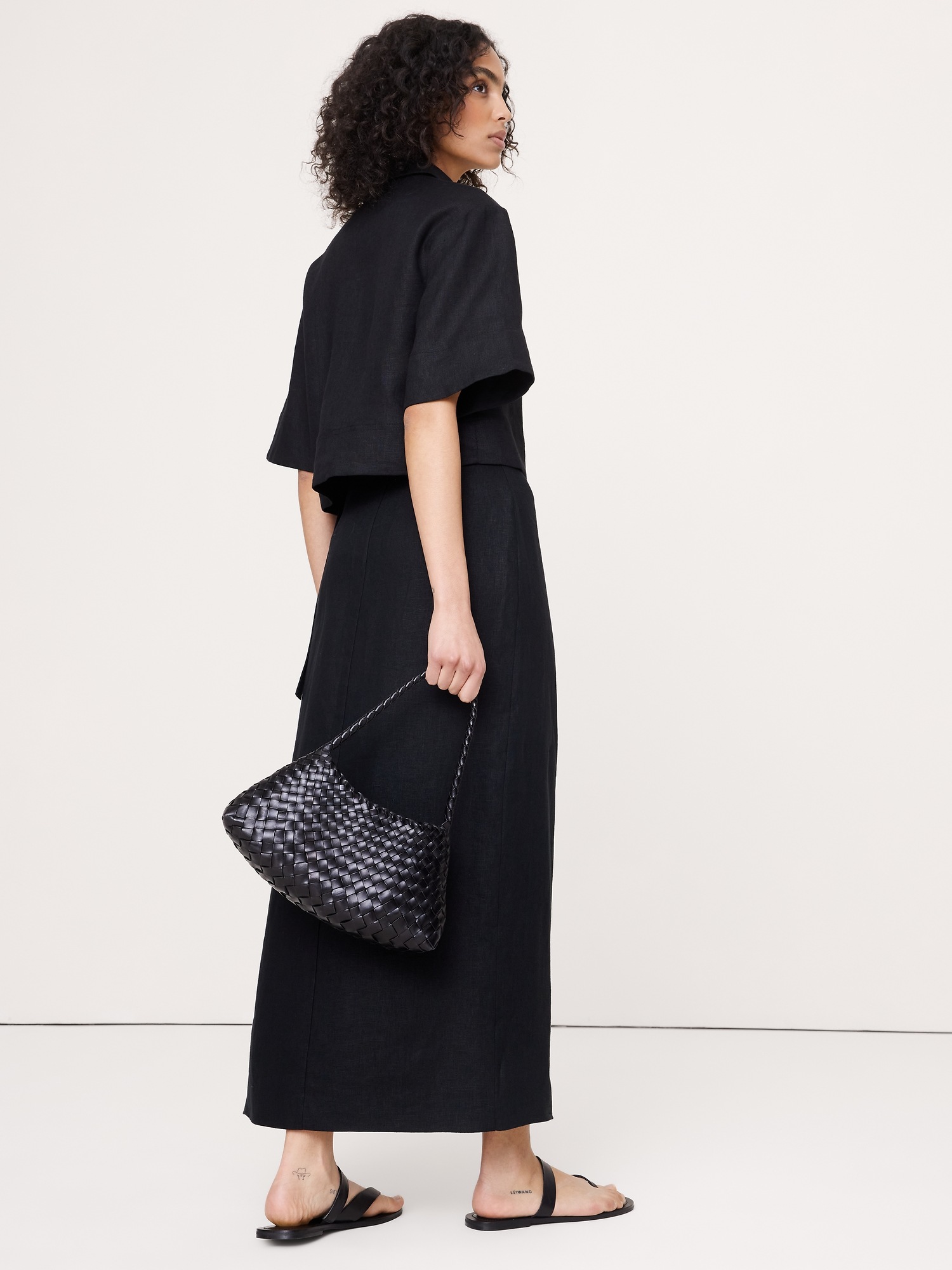 Женская юбка Banana Republic Linen Wrap Maxi, цвет: Чёрный — фото 2