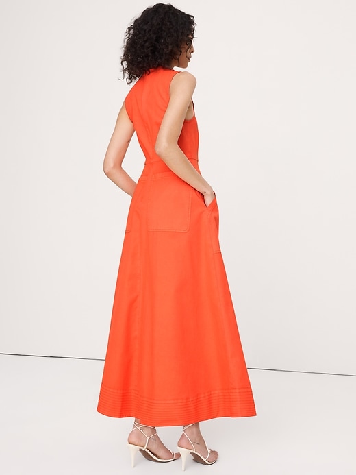 orange banana republic dress Cotton Canvas Utility Pocket Maxi Dress