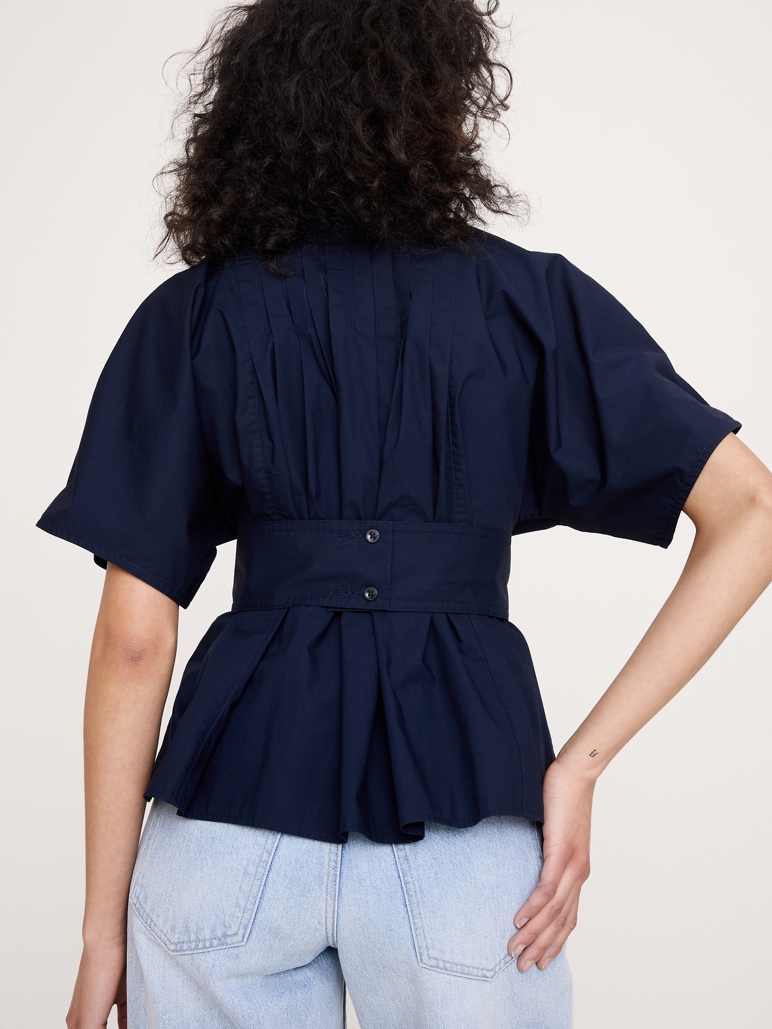 Image number 2 showing, Pleated Cotton Poplin Top