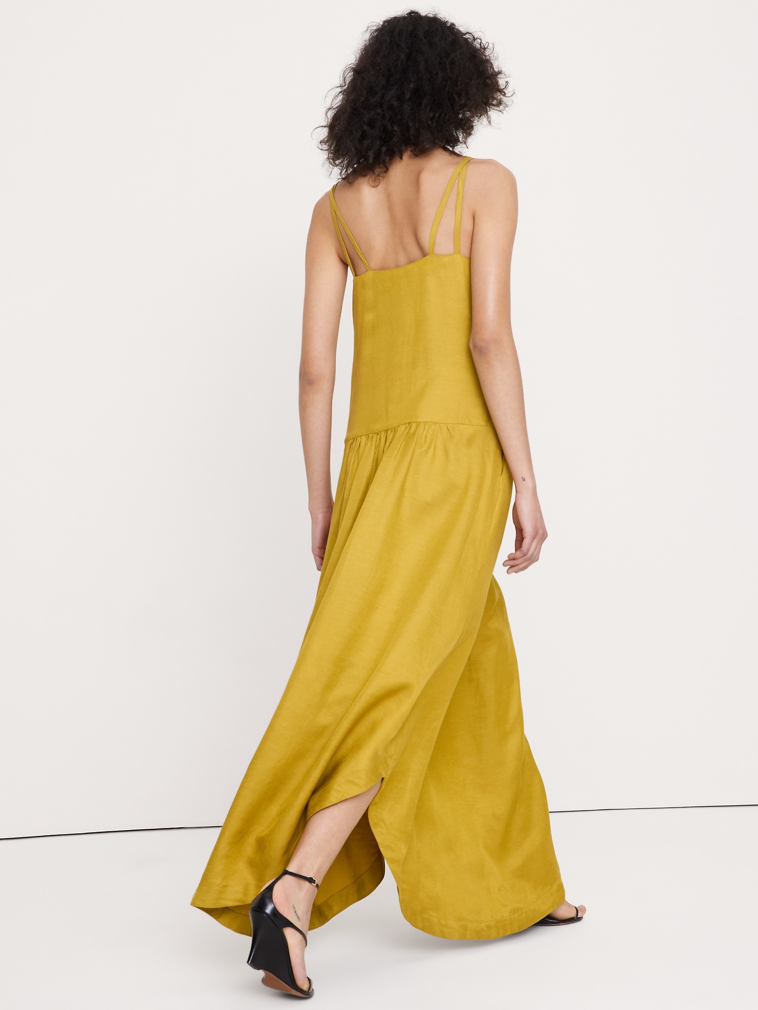Image number 7 showing, Viscose-Linen Drop-Waist Maxi Dress