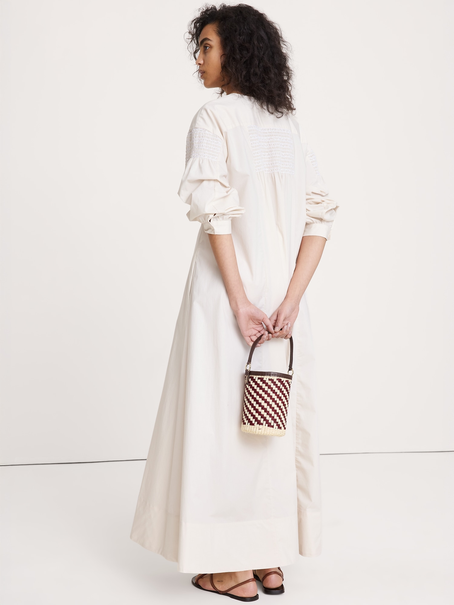 Image number 3 showing, Smocked Cotton Poplin Maxi Dress