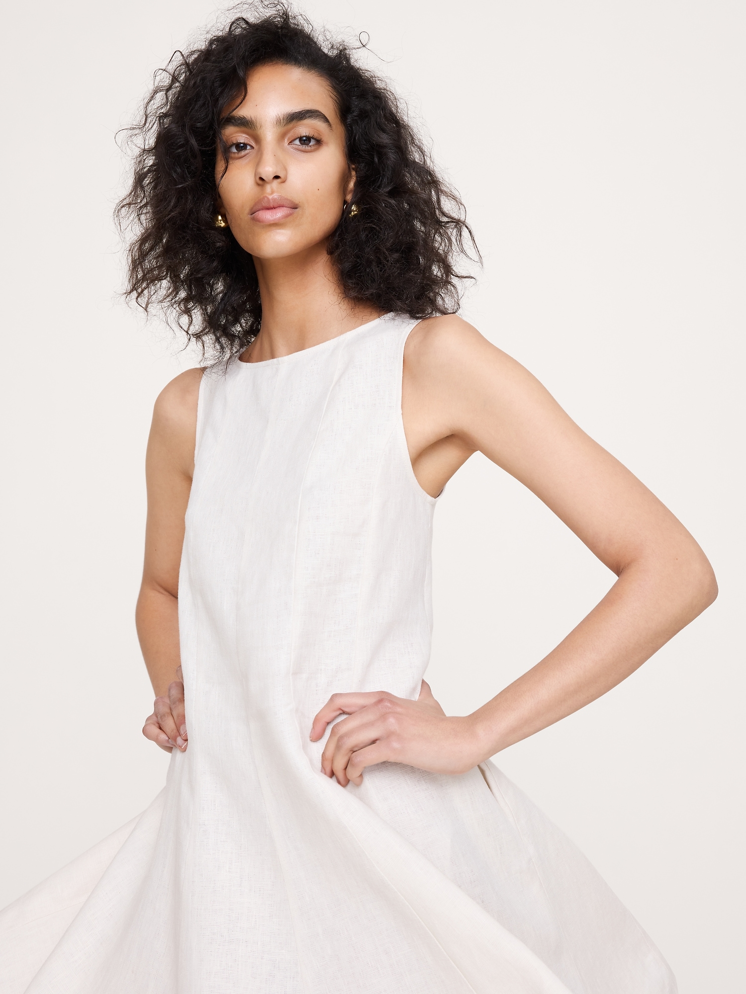 Image number 6 showing, Paneled Linen Mini Dress