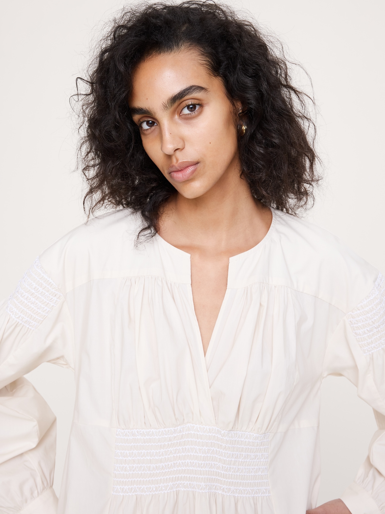 Image number 5 showing, Smocked Cotton Poplin Maxi Dress