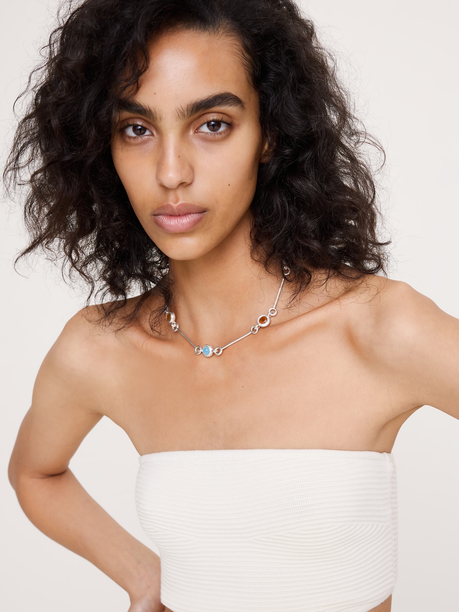 Image number 3 showing, Circle Stone Link Necklace