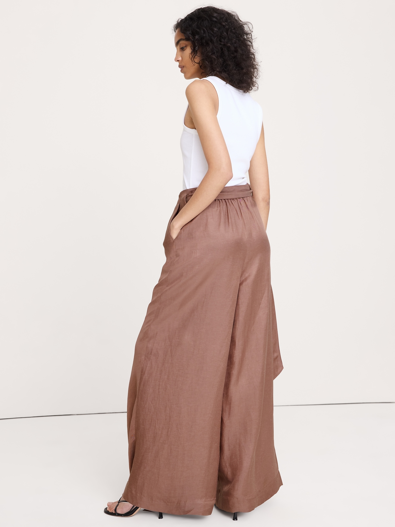 Image number 3 showing, Viscose-Linen Palazzo Pant