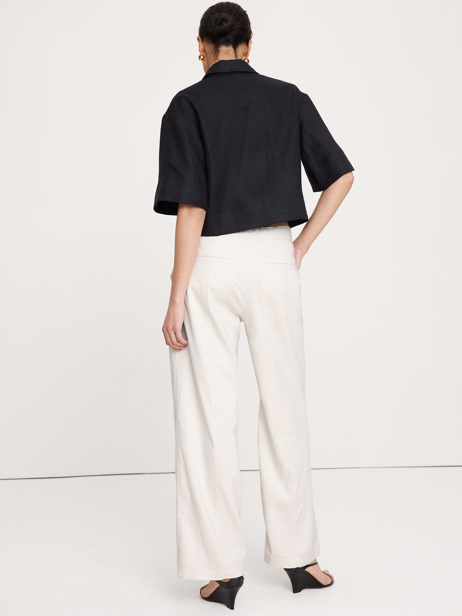 Image number 5 showing, Mid-Rise Straight Utility Pant in Stretch Linen-Viscose