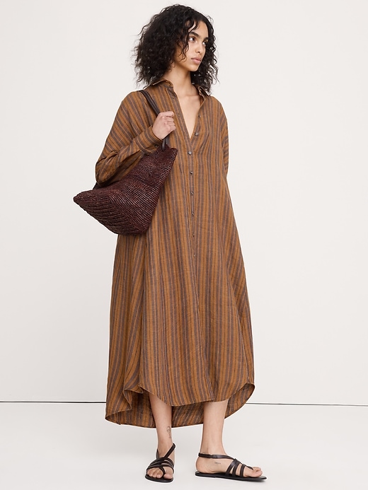 cotton linen shirt dress banana republic Linen Midi Shirt Dress