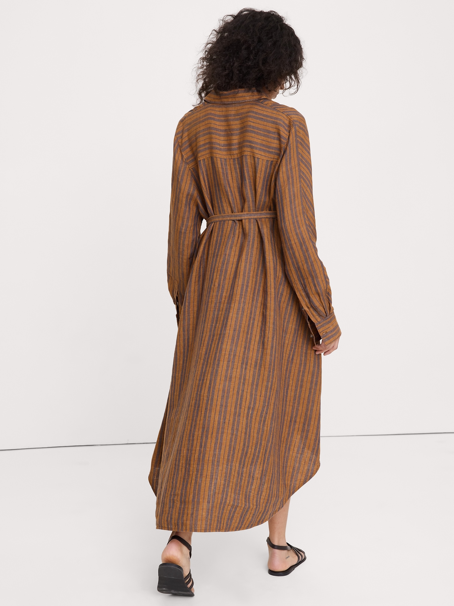 Image number 3 showing, Linen Midi Shirt Dress