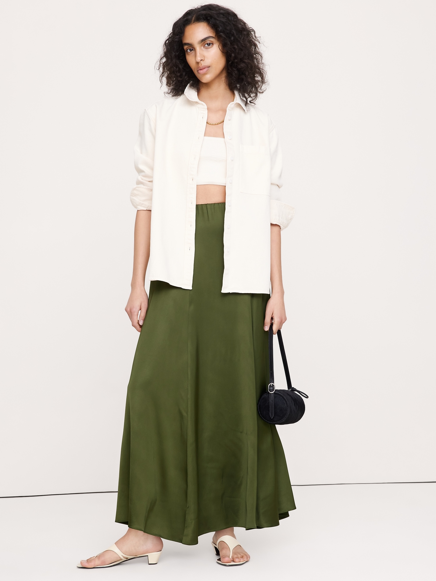 Stretch-Satin Maxi Skirt