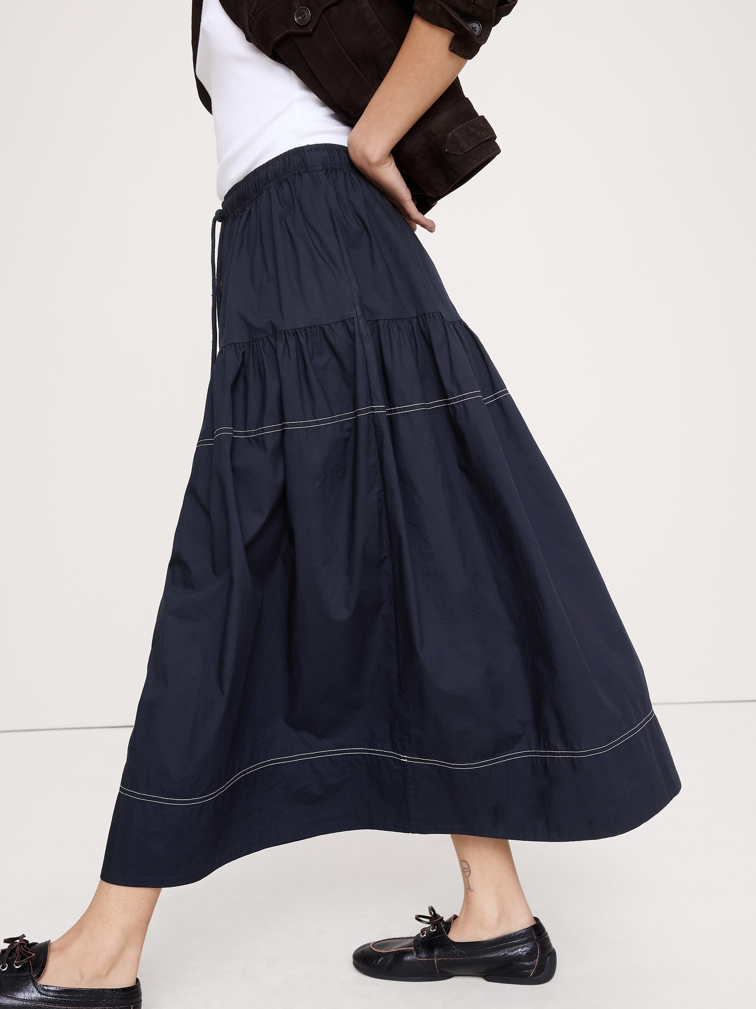 Image number 4 showing, Cotton Poplin Tiered Maxi Skirt
