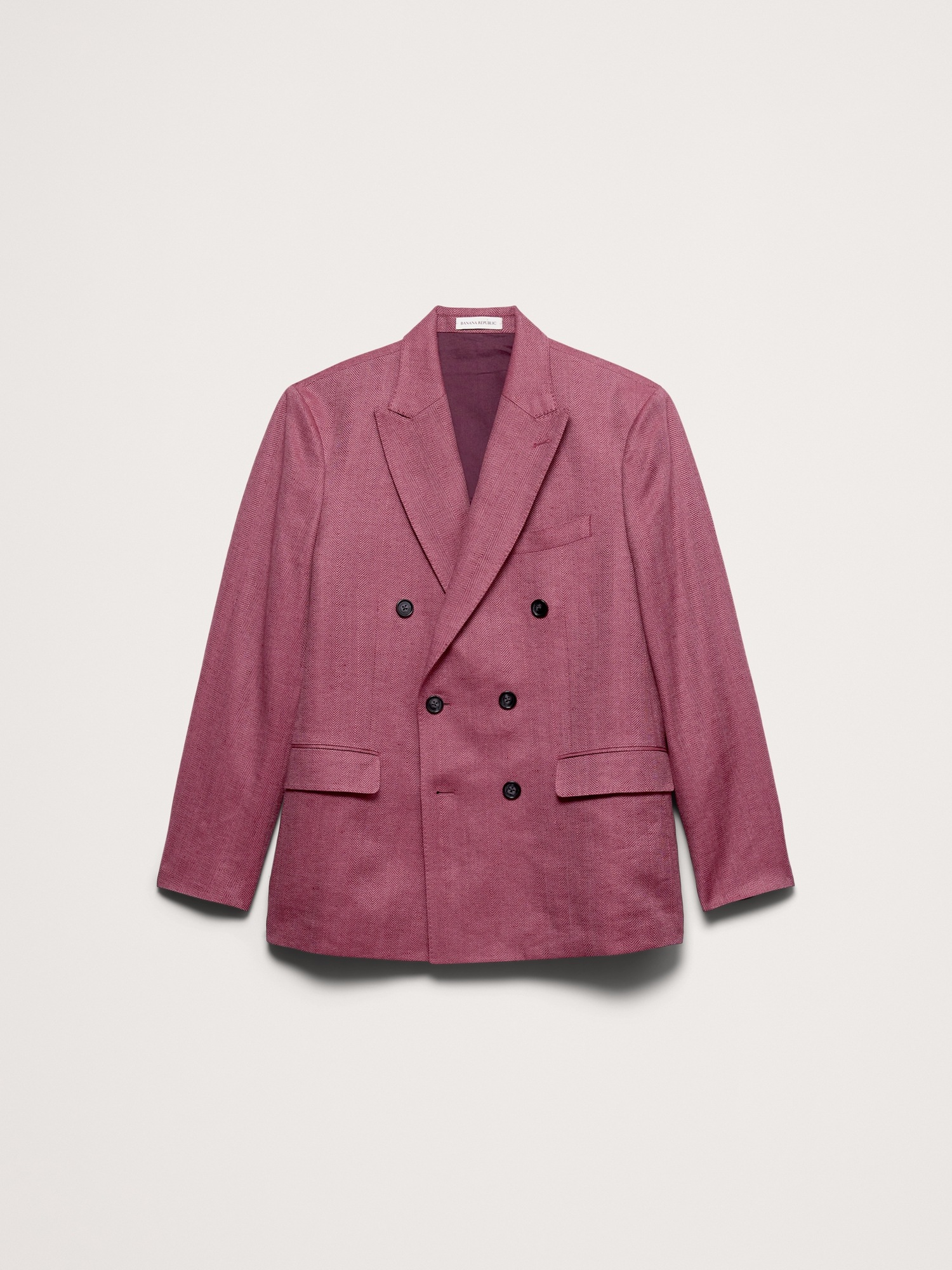 Мужской пиджак Banana Republic Double-Breasted Linen-Merino Suit, цвет: Сливовый винный — фото 4