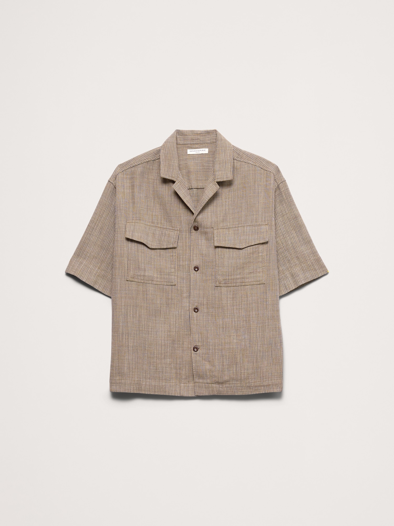 Мужская рубашка Banana Republic Relaxed-Fit Cotton Resort, цвет: Оливковый зелёный — фото 4