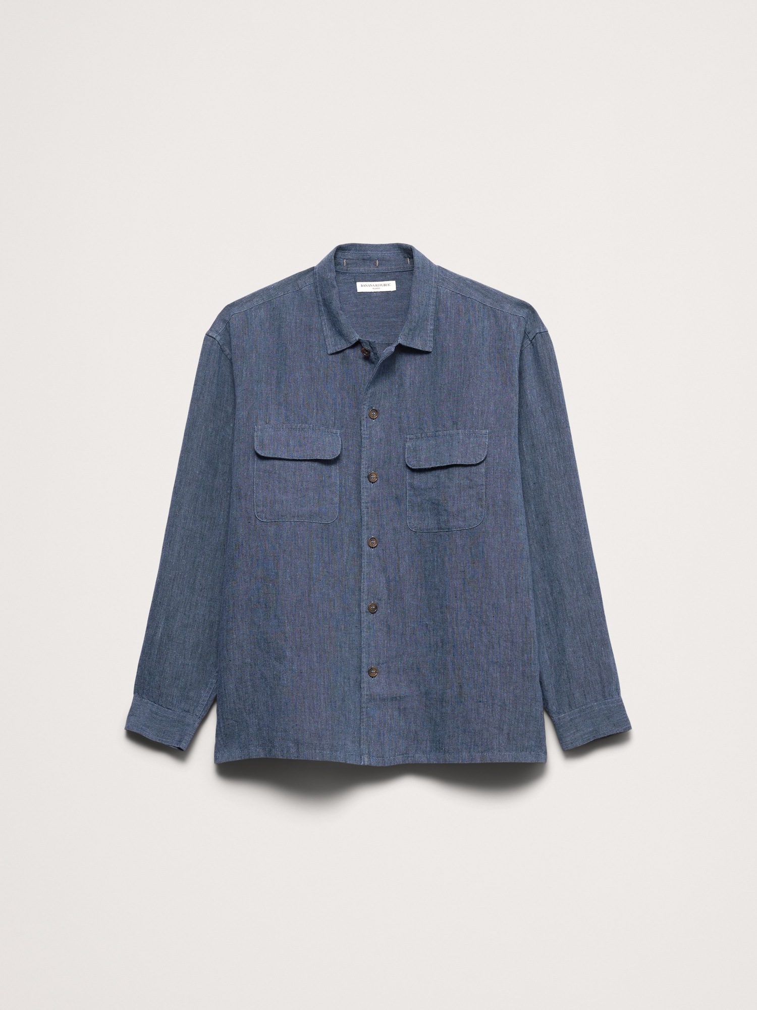 Мужская рубашка Banana Republic Relaxed-Fit Linen Resort, цвет: Синий, вариант 1 — фото 4