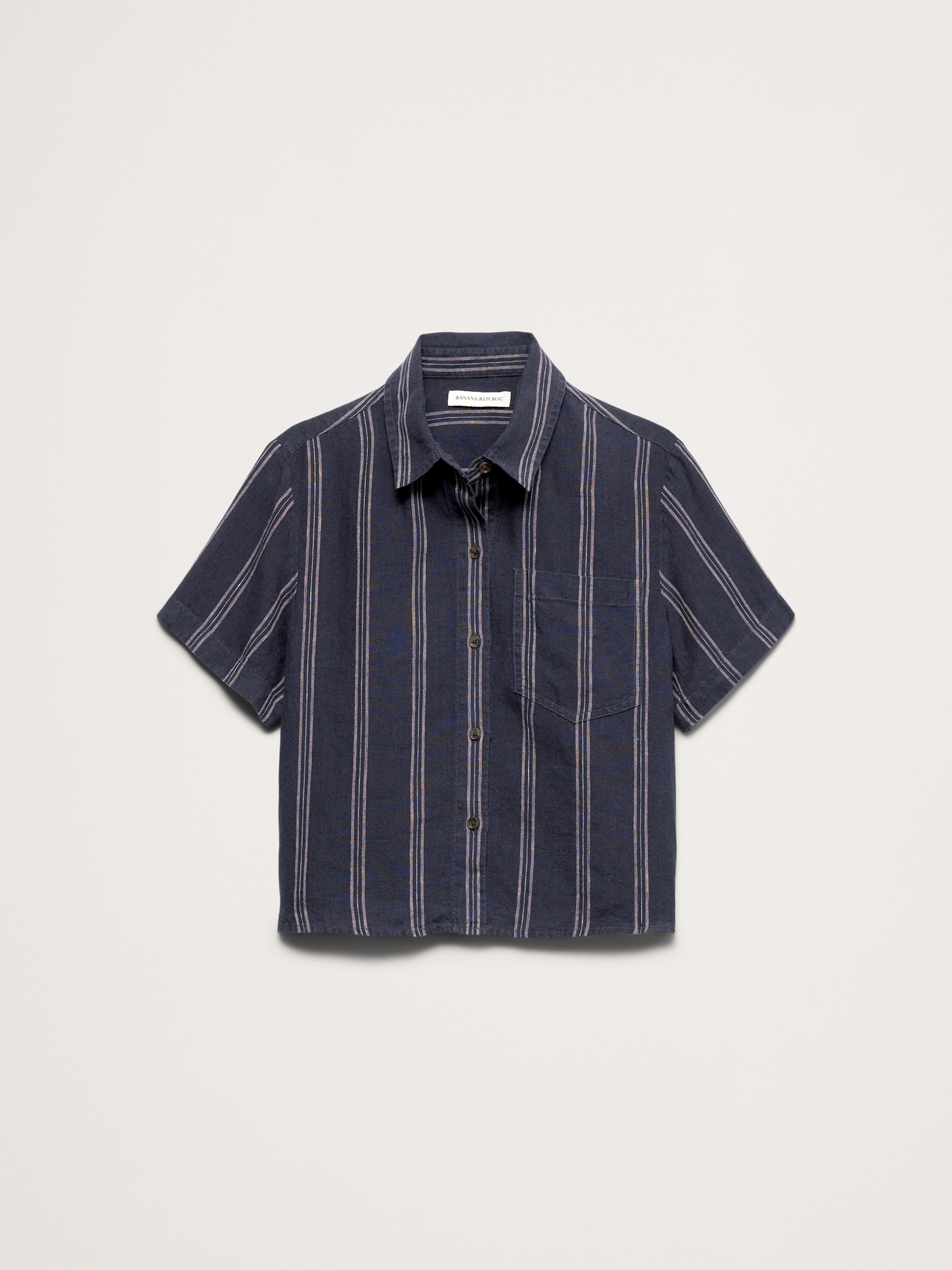 Image number 7 showing, Boxy Linen Cropped Shirt