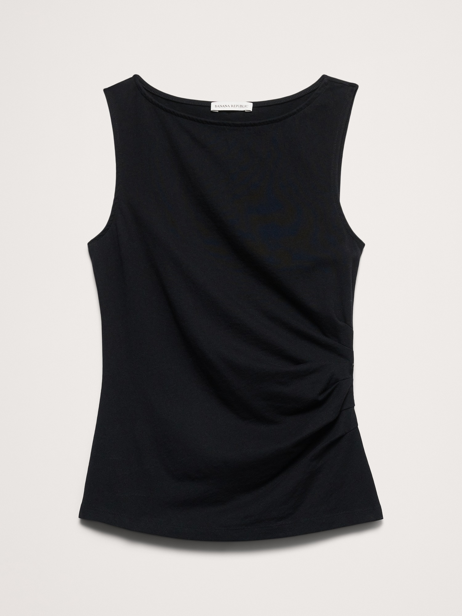 Женский топ Banana Republic Vintage Cotton Ruched-Side Tank, цвет: Чёрный — фото 4