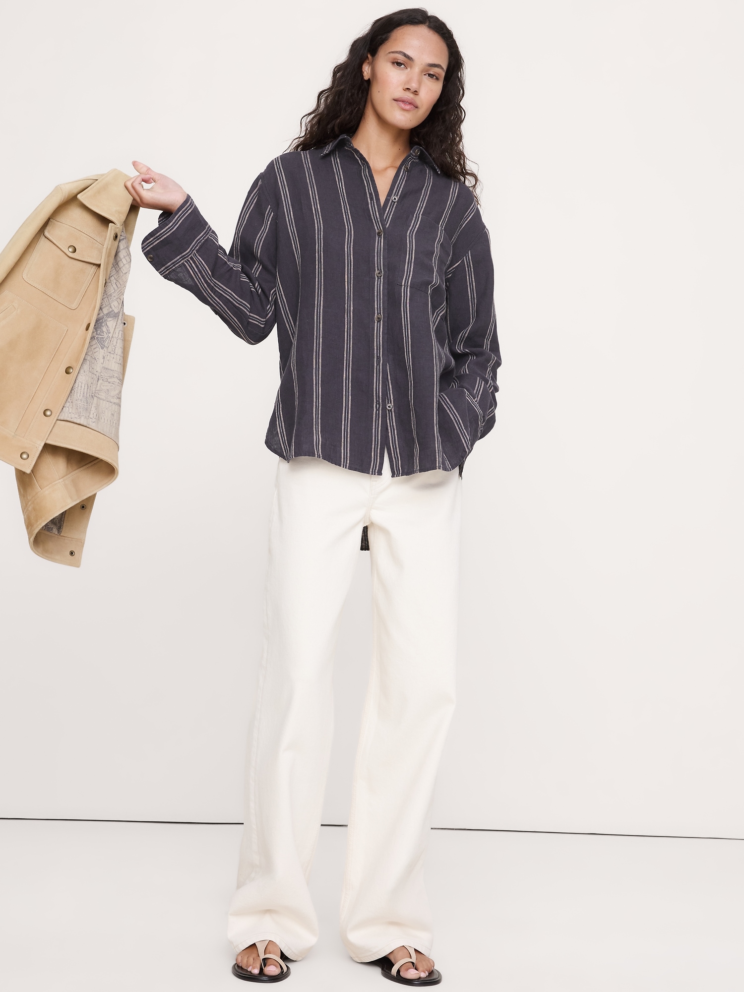 Image number 1 showing, The Oversized Linen Shirt