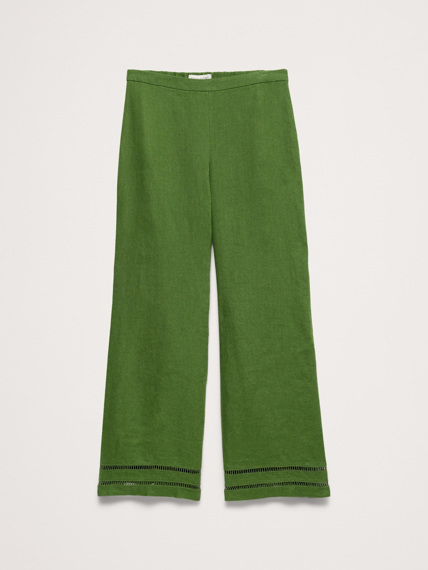 Женские брюки Banana Republic Mid-Rise Kick-Flare Linen Ankle Pant, цвет: Зелёный — фото 4