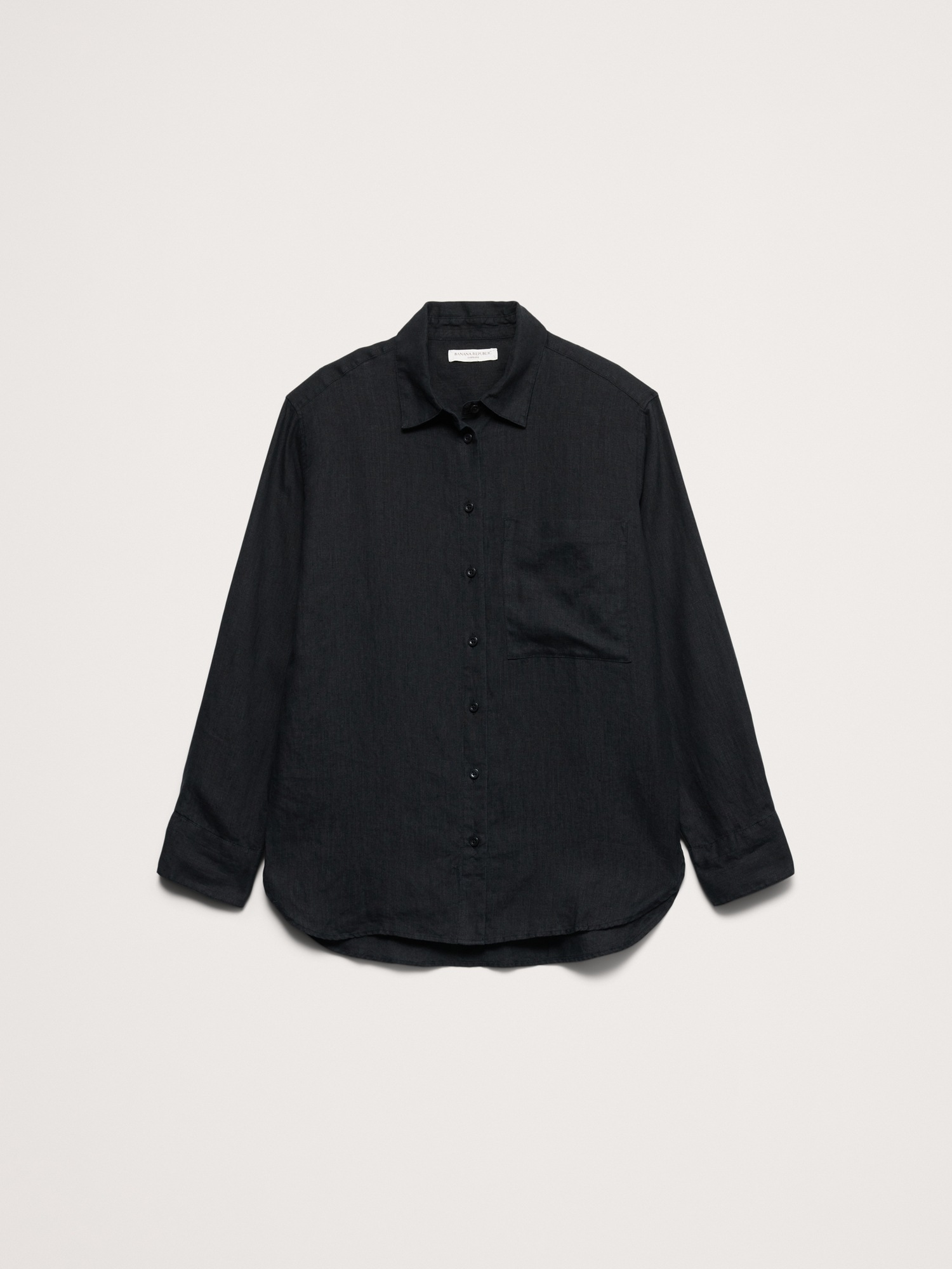Женская рубашка Banana Republic The Oversized Linen, цвет: Чёрный — фото 4
