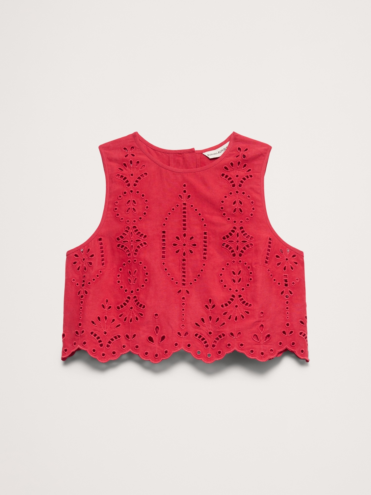 Женский топ Banana Republic Tencel™-Linen Eyelet Tank, цвет: Красный — фото 4