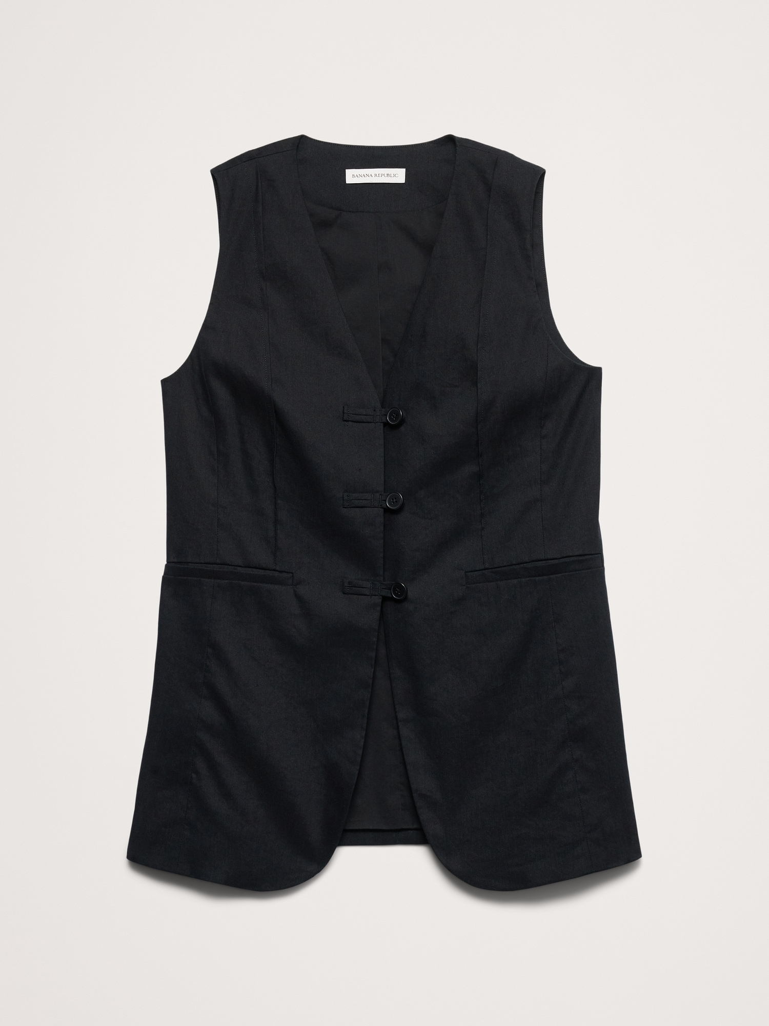 Женский жилет Banana Republic Stretch Linen-Viscose Long Vest, цвет: Чёрный — фото 4