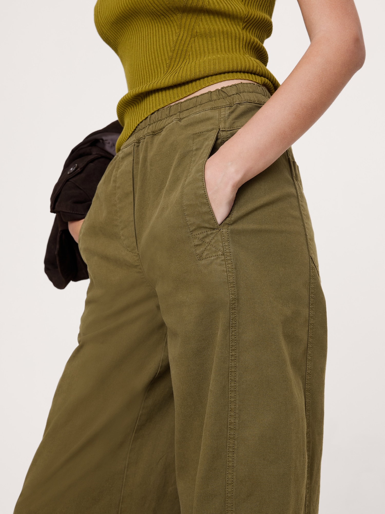 Image number 4 showing, Mid-Rise Relaxed Painter Pull-On Pant
