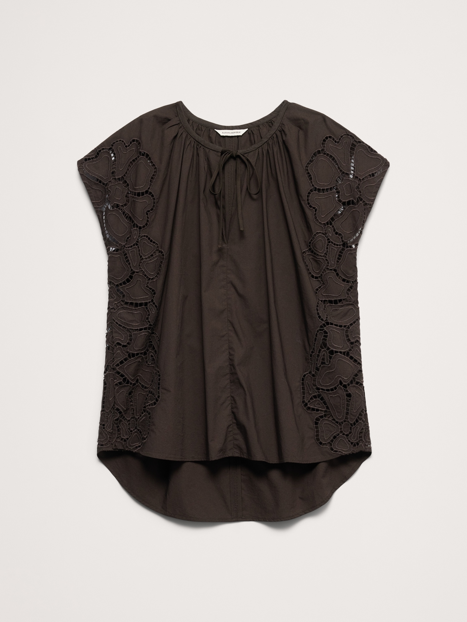 Image number 5 showing, Embroidered Cotton Poplin Split-Neck Tunic