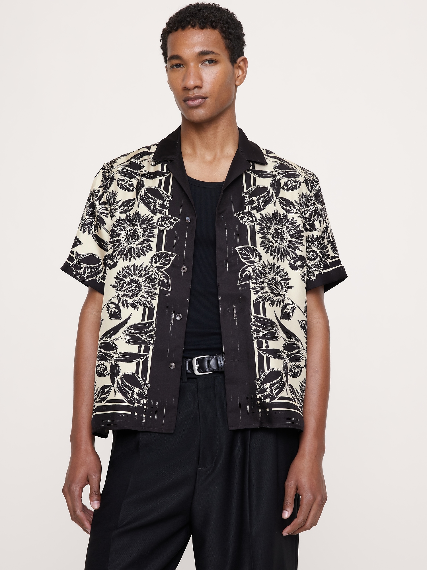 Standard-Fit Silk Resort Shirt