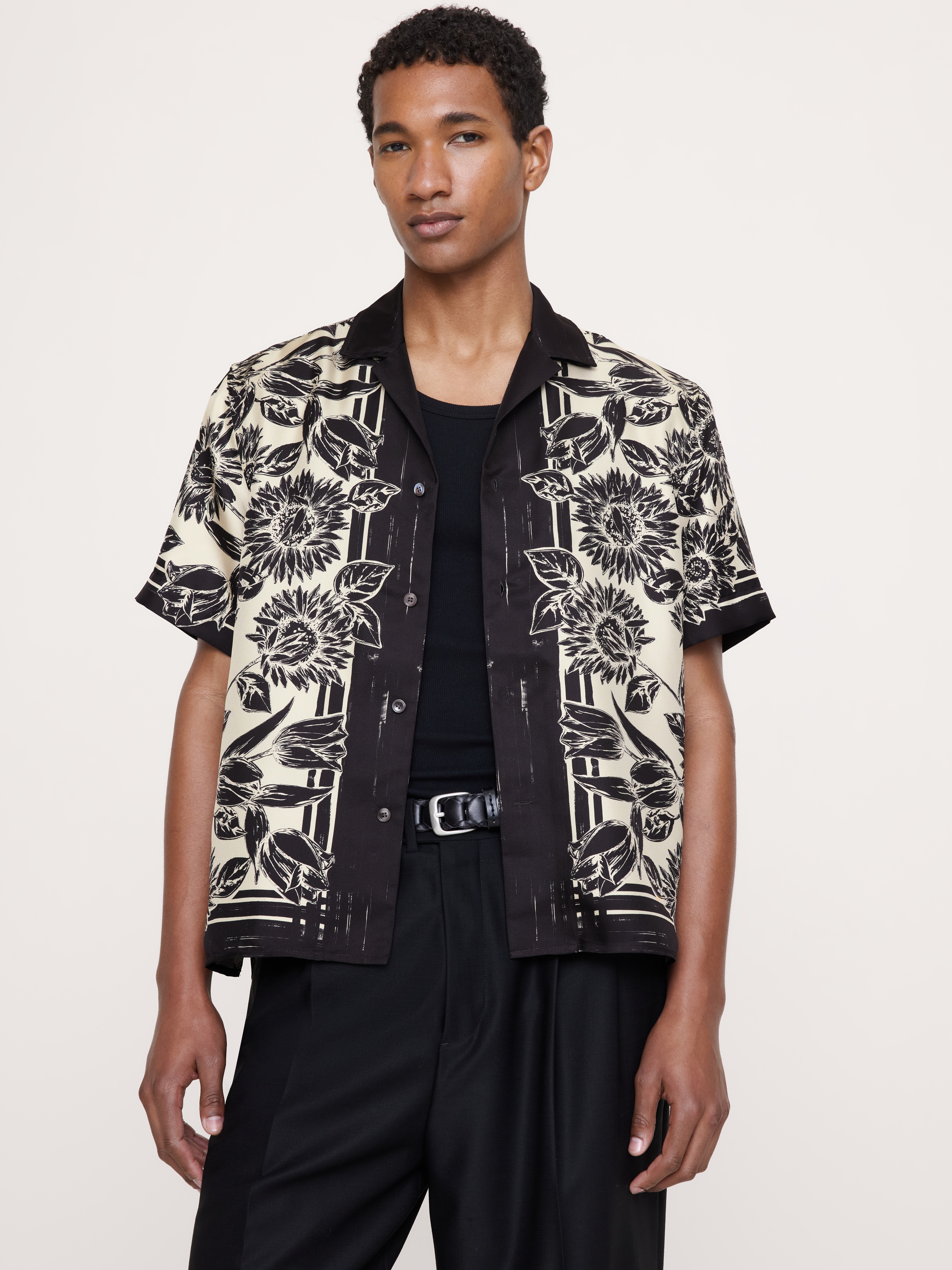 Standard-Fit Silk Resort Shirt