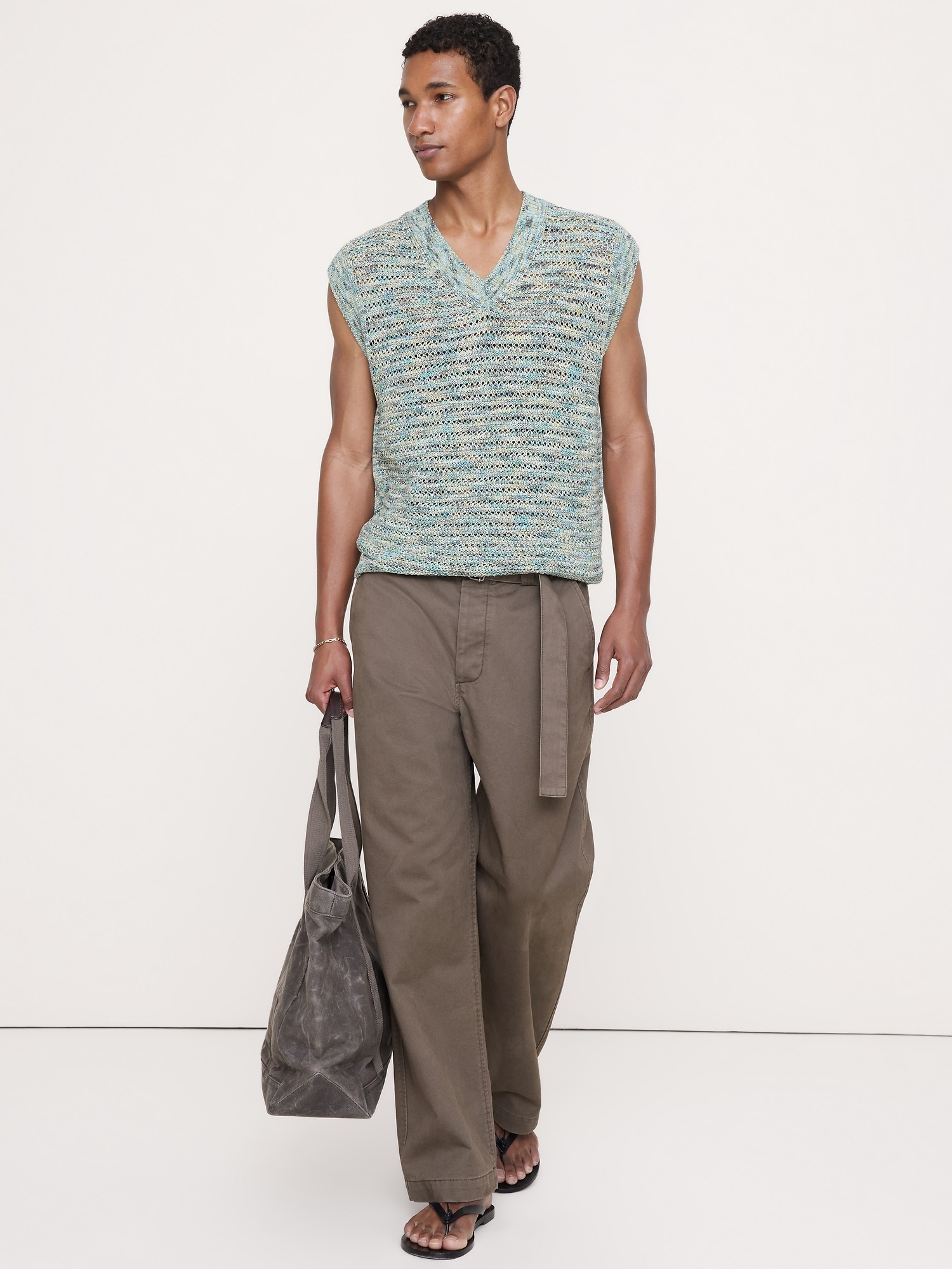 Мужской жилет Banana Republic Spacedye Cotton Crochet Vest, цвет: Синий разноцветный — фото 3