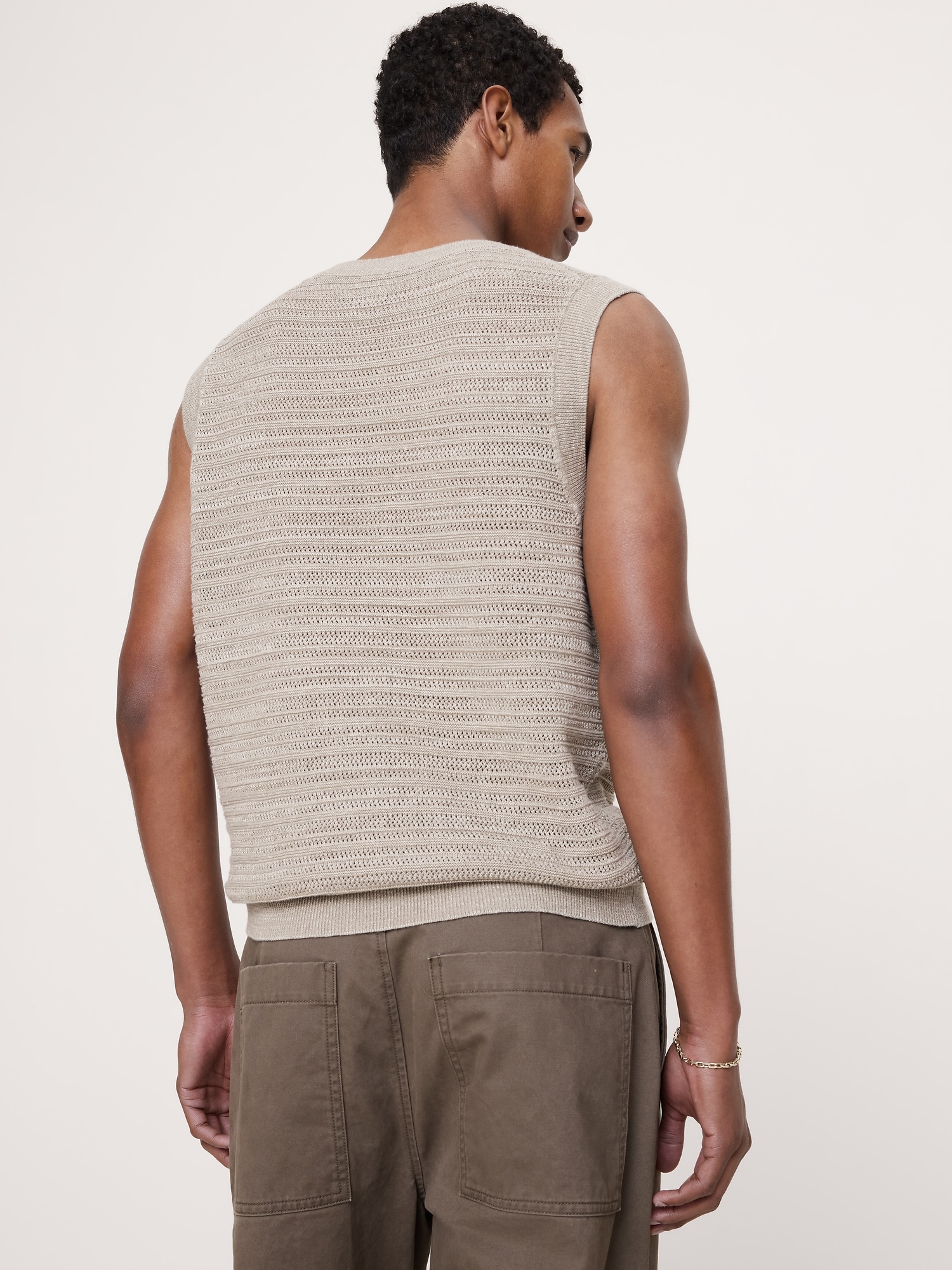 Image number 2 showing, Cotton-Linen Mesh Tank