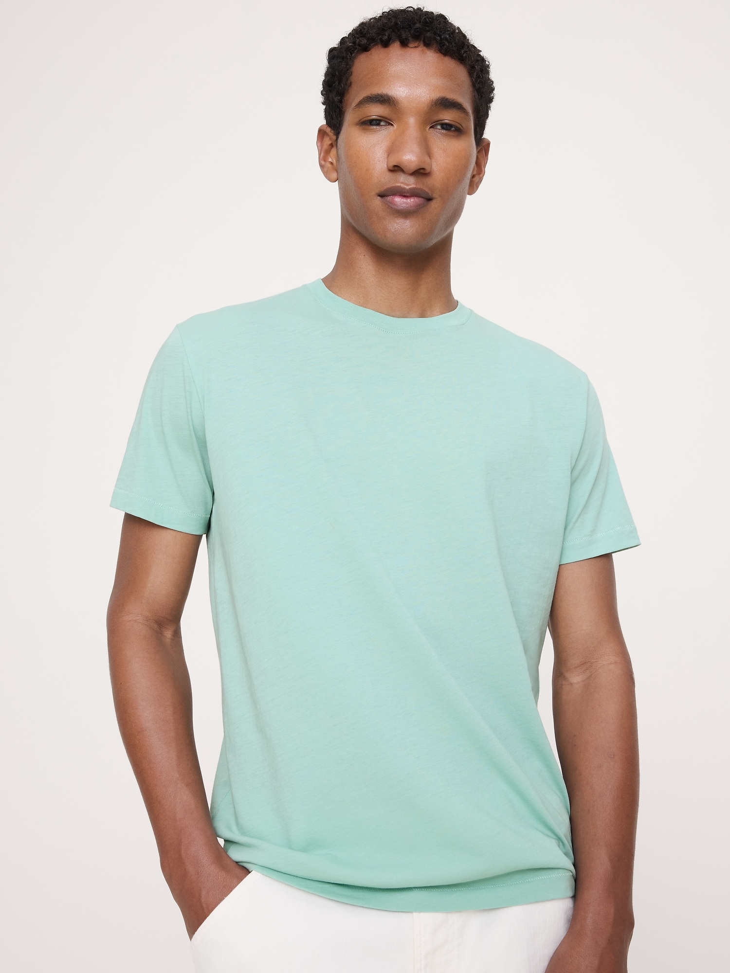 Image number 1 showing, Lightweight Cotton Crew-Neck T-Shirt