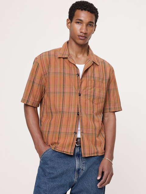 Relaxed-Fit Summerweight Cotton Short-Sleeve Shirt