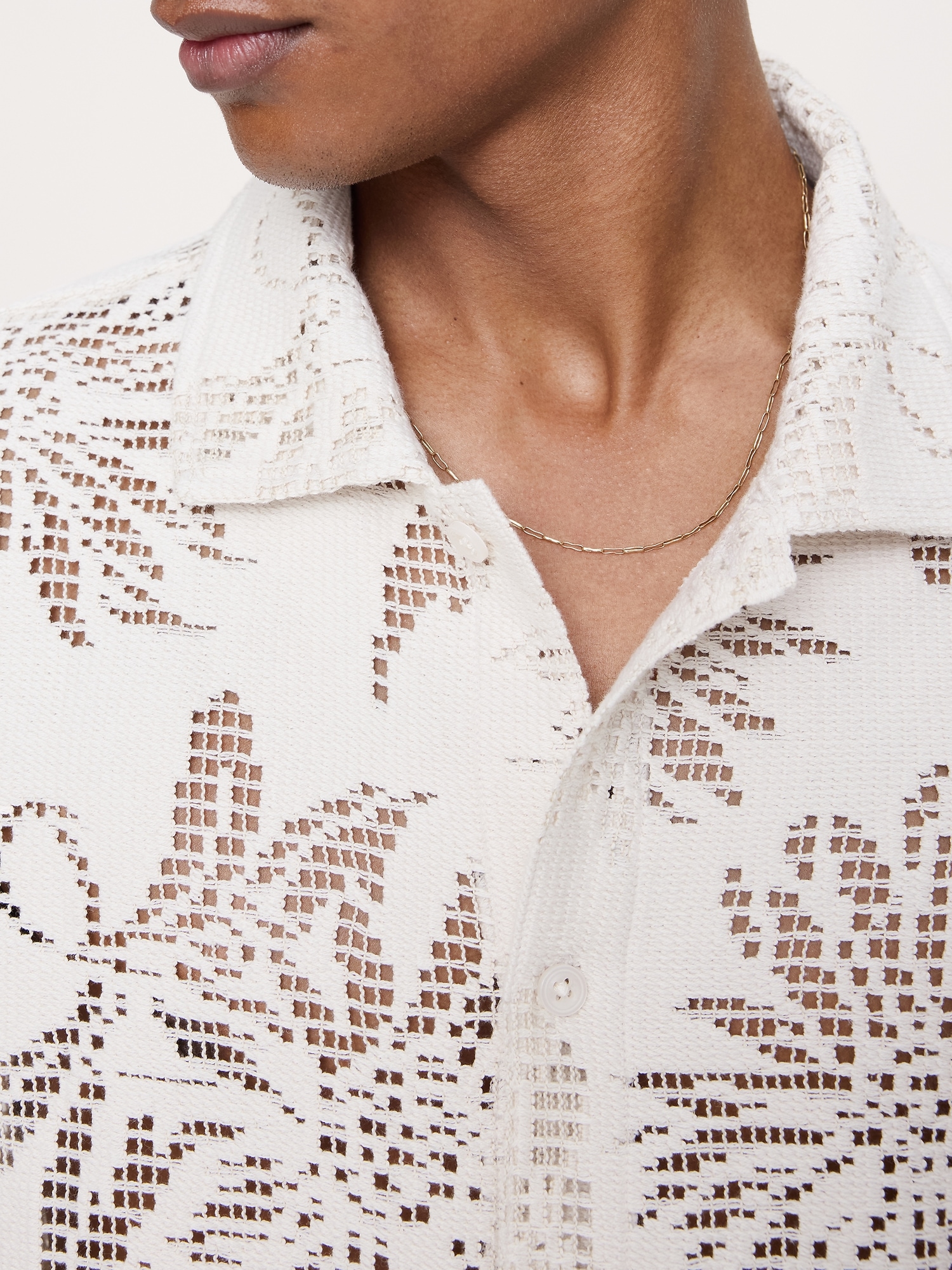 Image number 5 showing, Floral Knit Button-Down Shirt
