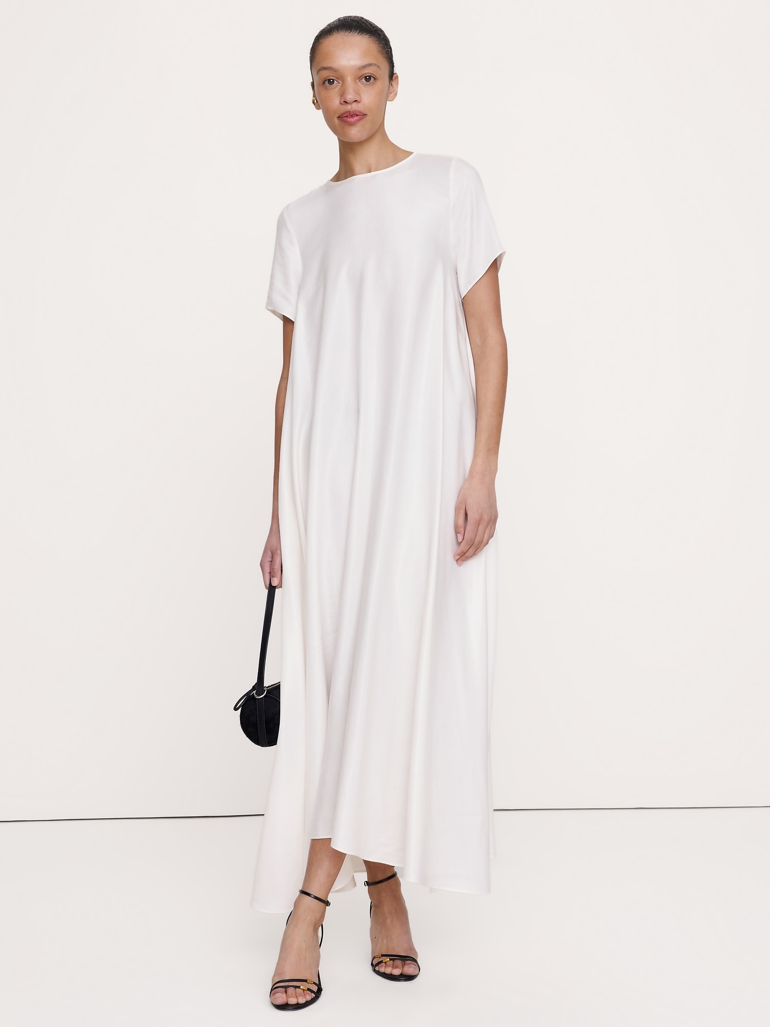 Viscose-Linen Trapeze Maxi Dress