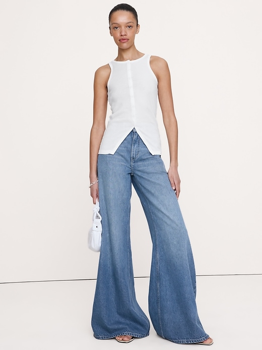 Airy Cotton Snap-Front Tank | Banana Republic
