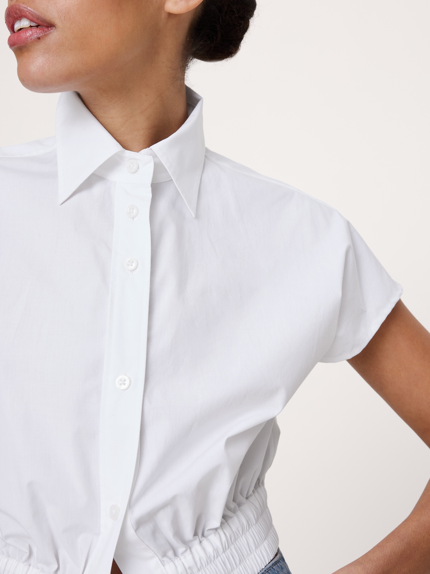 Image number 6 showing, Cotton Poplin Super-Cropped Shirt