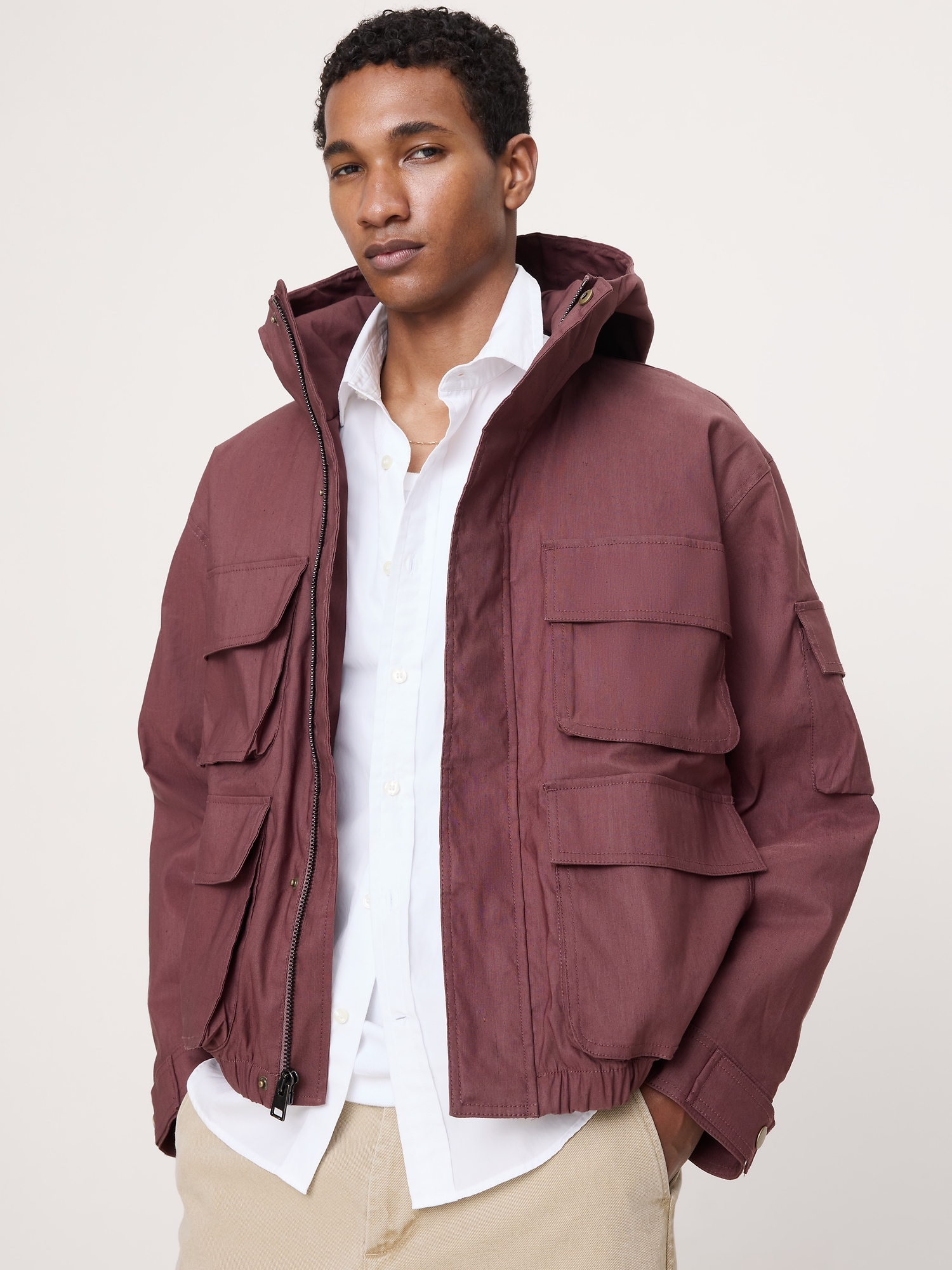 Hemp-Blend Hooded Field Jacket