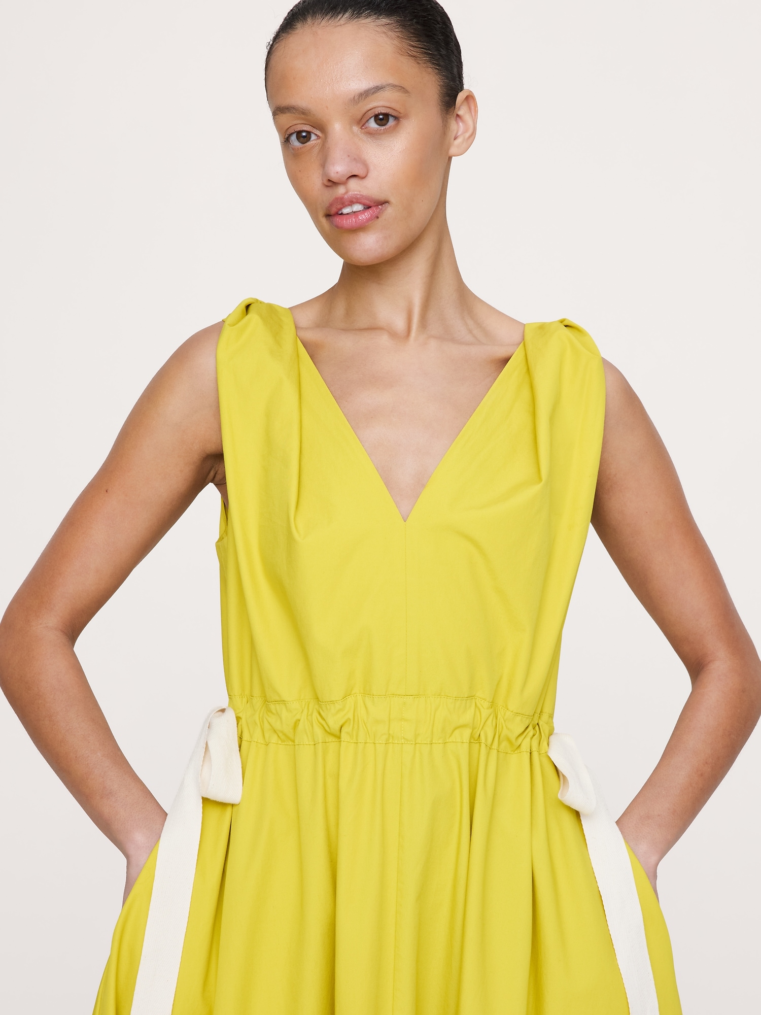 Image number 3 showing, Twisted Shoulder Poplin Maxi Dress