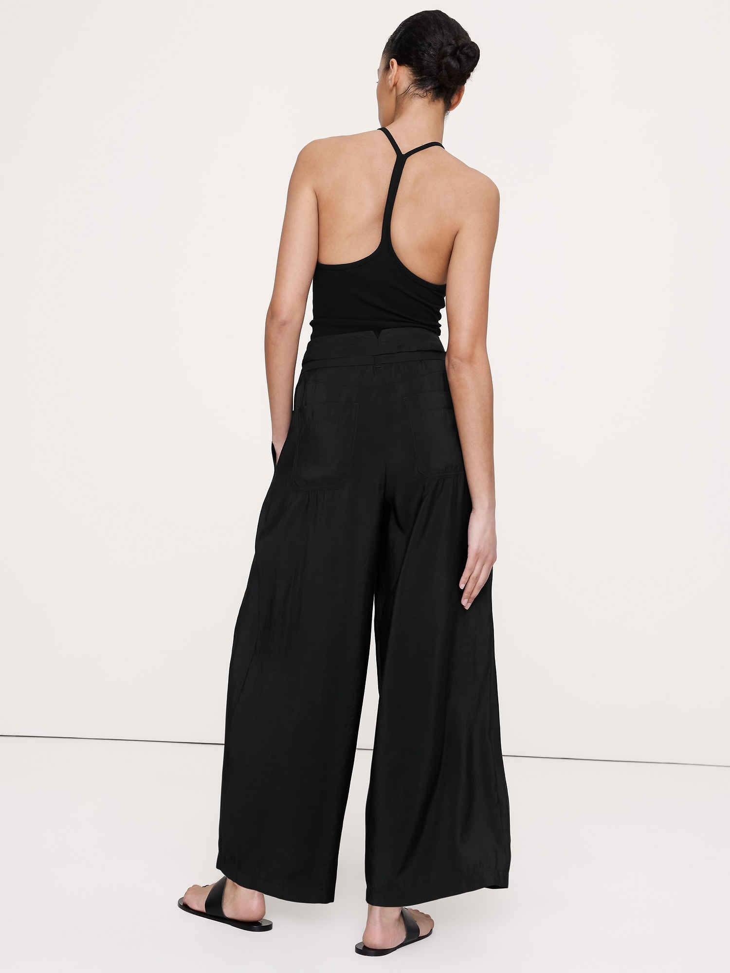 Image number 2 showing, Pleated Wide-Leg Cropped Pant in Luster Twill