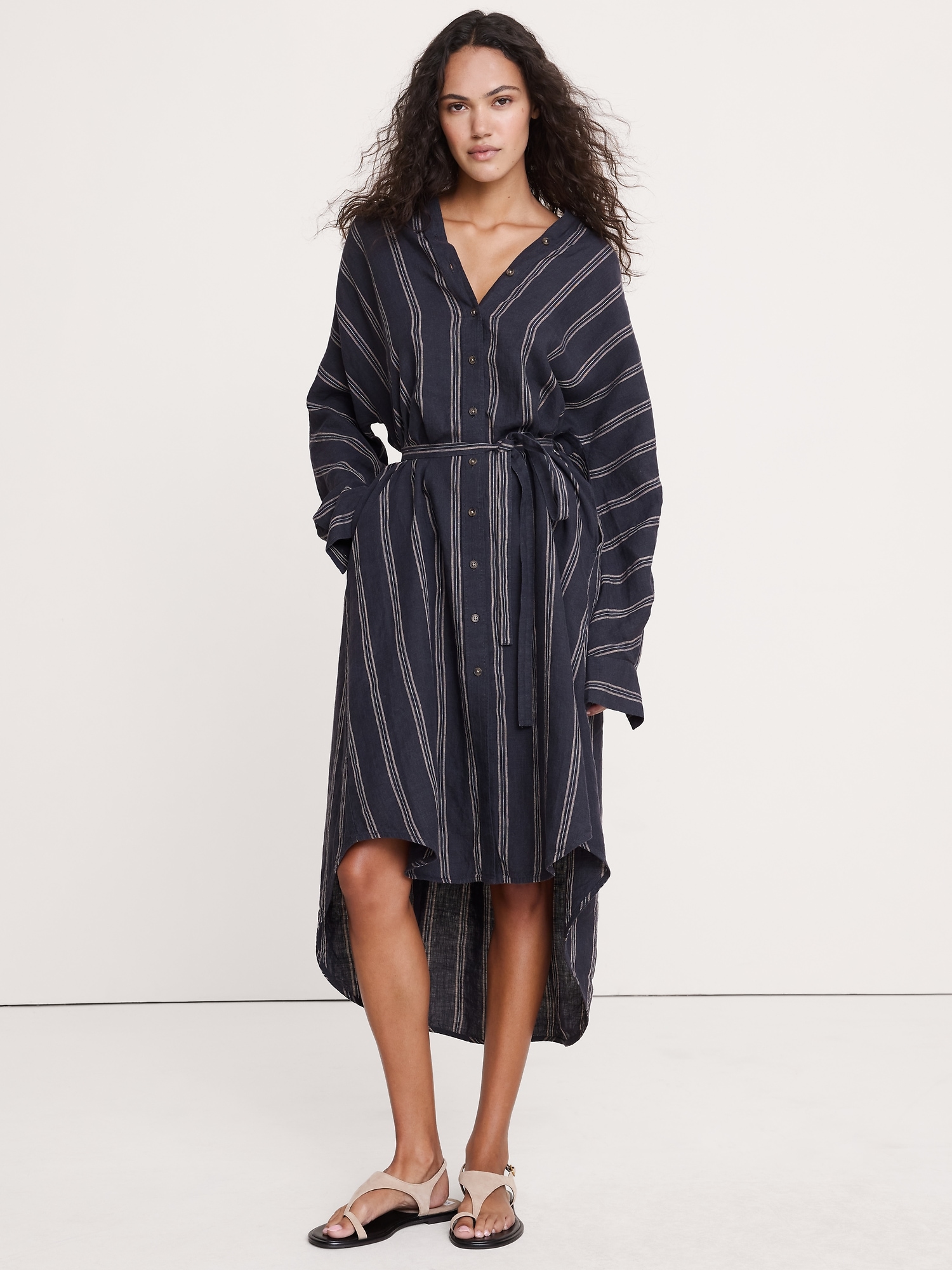 Image number 3 showing, Linen Midi Shirt Dress