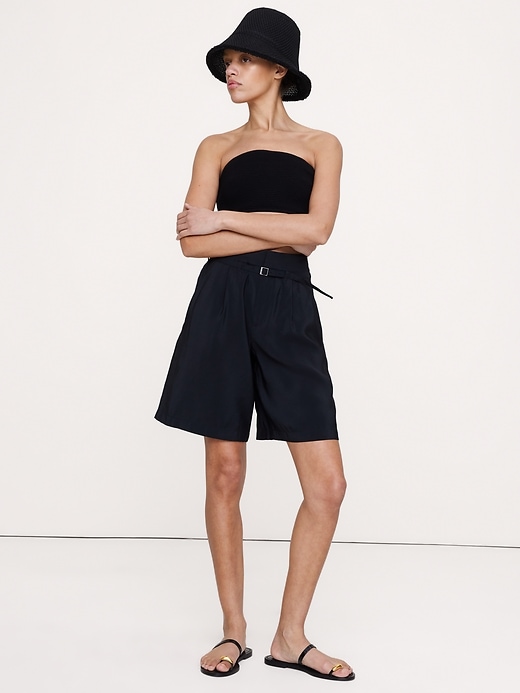 Belted Bermuda Short in Luster Twill
