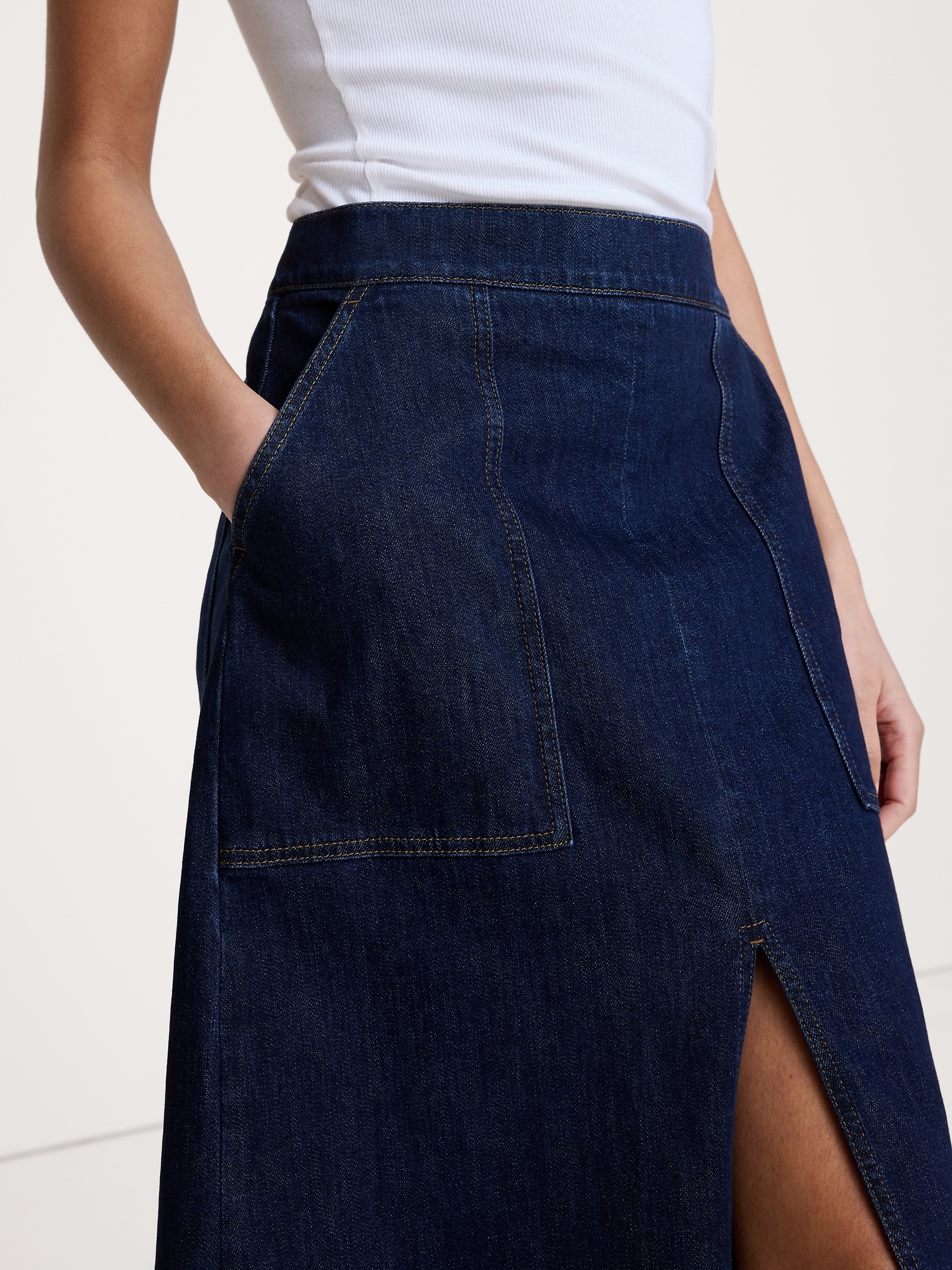 Image number 3 showing, Denim Midi Skirt