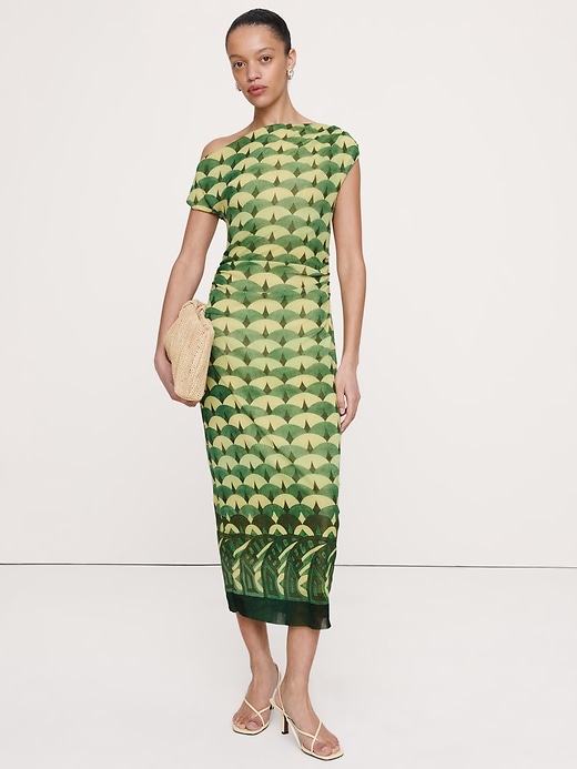 Mesh Off-Shoulder Maxi Dress