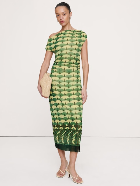 Mesh Off-Shoulder Maxi Dress