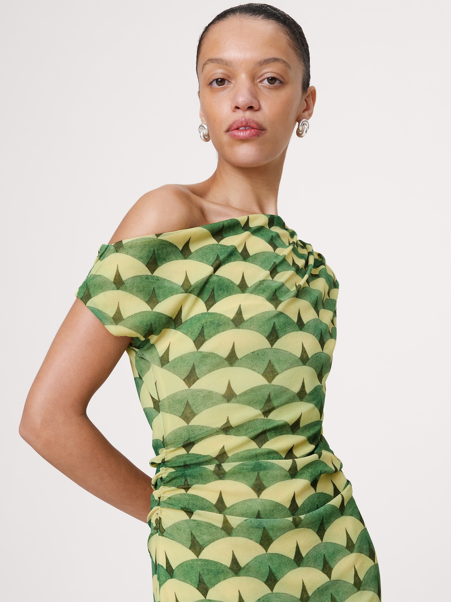 Image number 3 showing, Mesh Off-Shoulder Maxi Dress